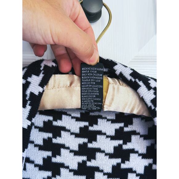 Josephine Chaus Button Houndstooth Knit Cardigan Blazer Sweater XL Heritage - Picture 8 of 8